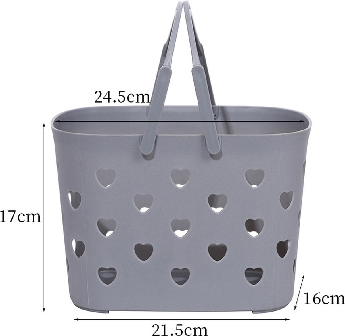 Shower Baskets - Bathroom Bottle Holder - Shower Rack - Shower Basket - Shower Rack - Bathroom Organizer - Shampoo Holder - Storage Baskets - Hangable - Plastic - For Shampoo/Shower Gel - Portable - Heart Shape - Gray