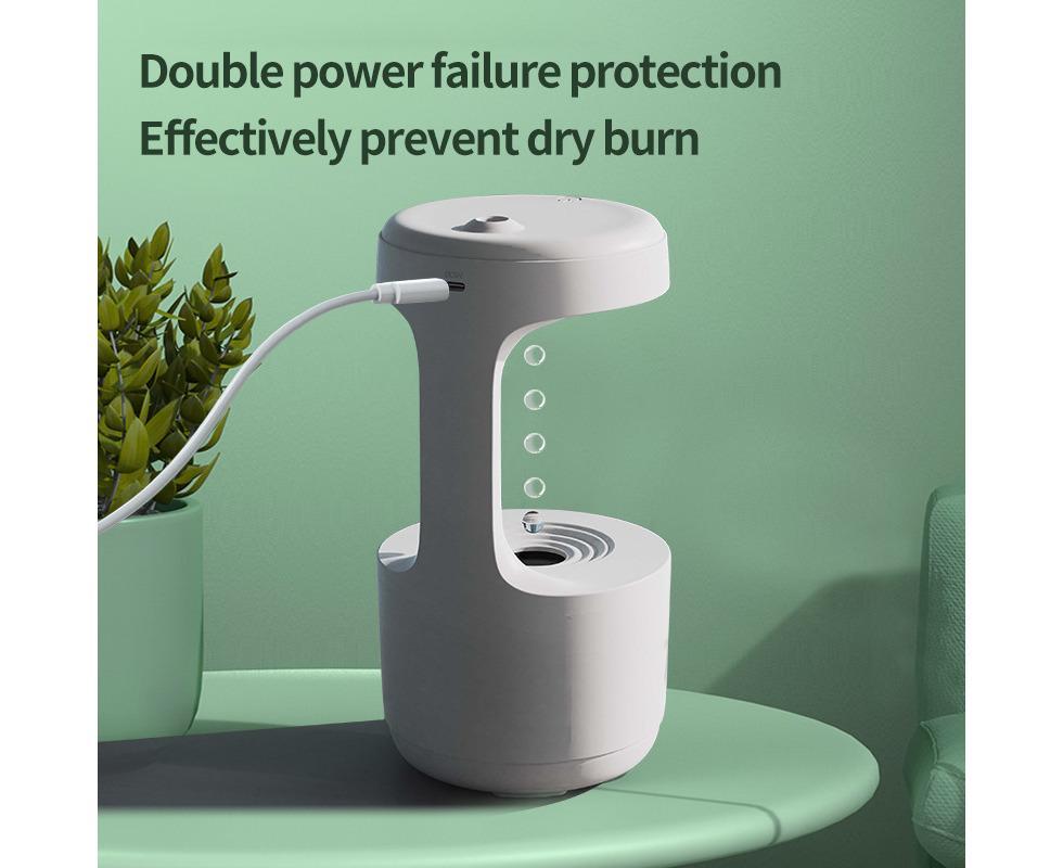 Anti-gravity water droplet backflow humidifier aromatherapy machine large-capacity mist essential oil office bedroom home sprayer white