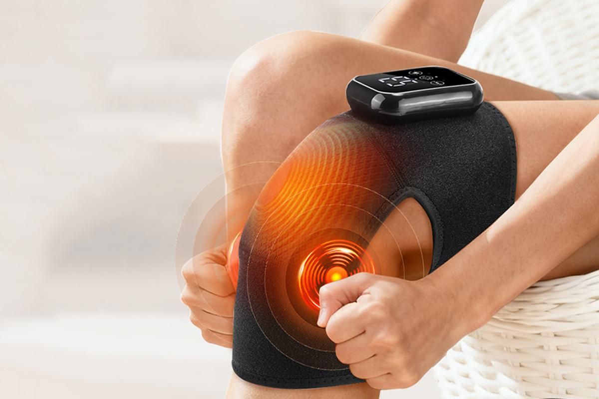 Knee Massager with Heat Vibration Electric Heated Knee Brace with 3 Heat Levels