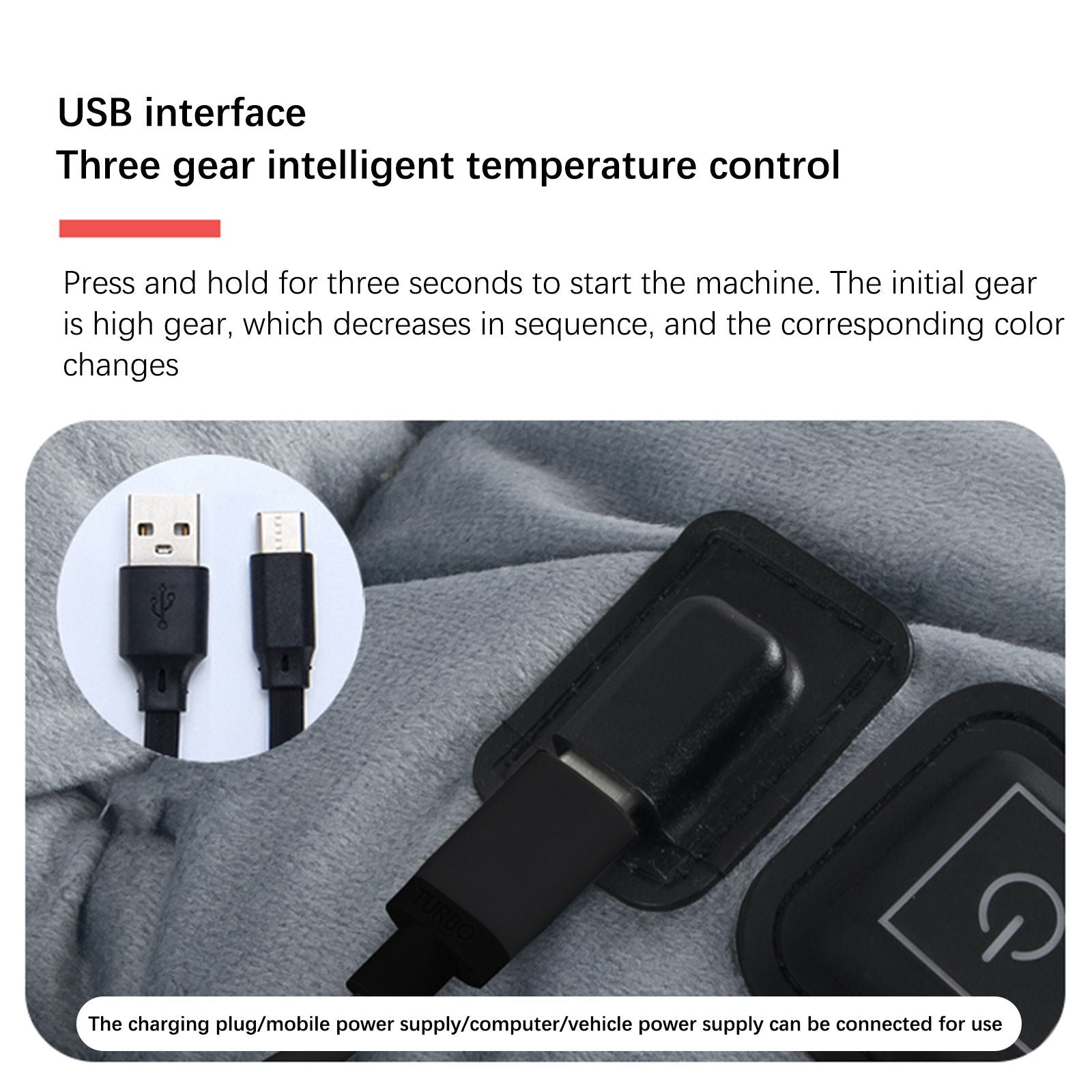 Heating Cushion Winter Car Warm Plug Heating Pad USB Three Temperature Control Chair Pad