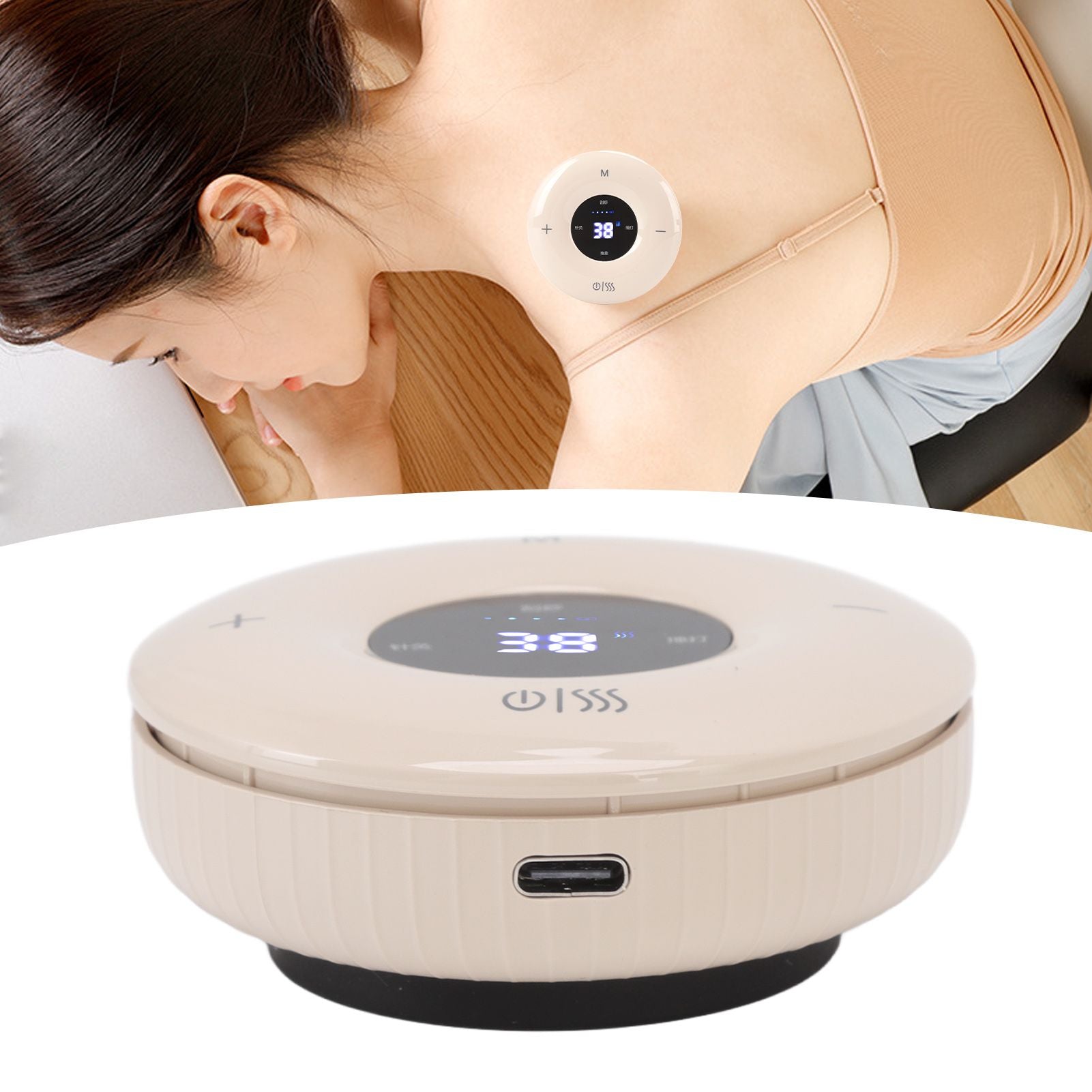 Electric Gua Sha Scrapping Massager USB Charging Multi Function Physical Gua Sha Massager with Heat and Suction for Home Apricot Yellow