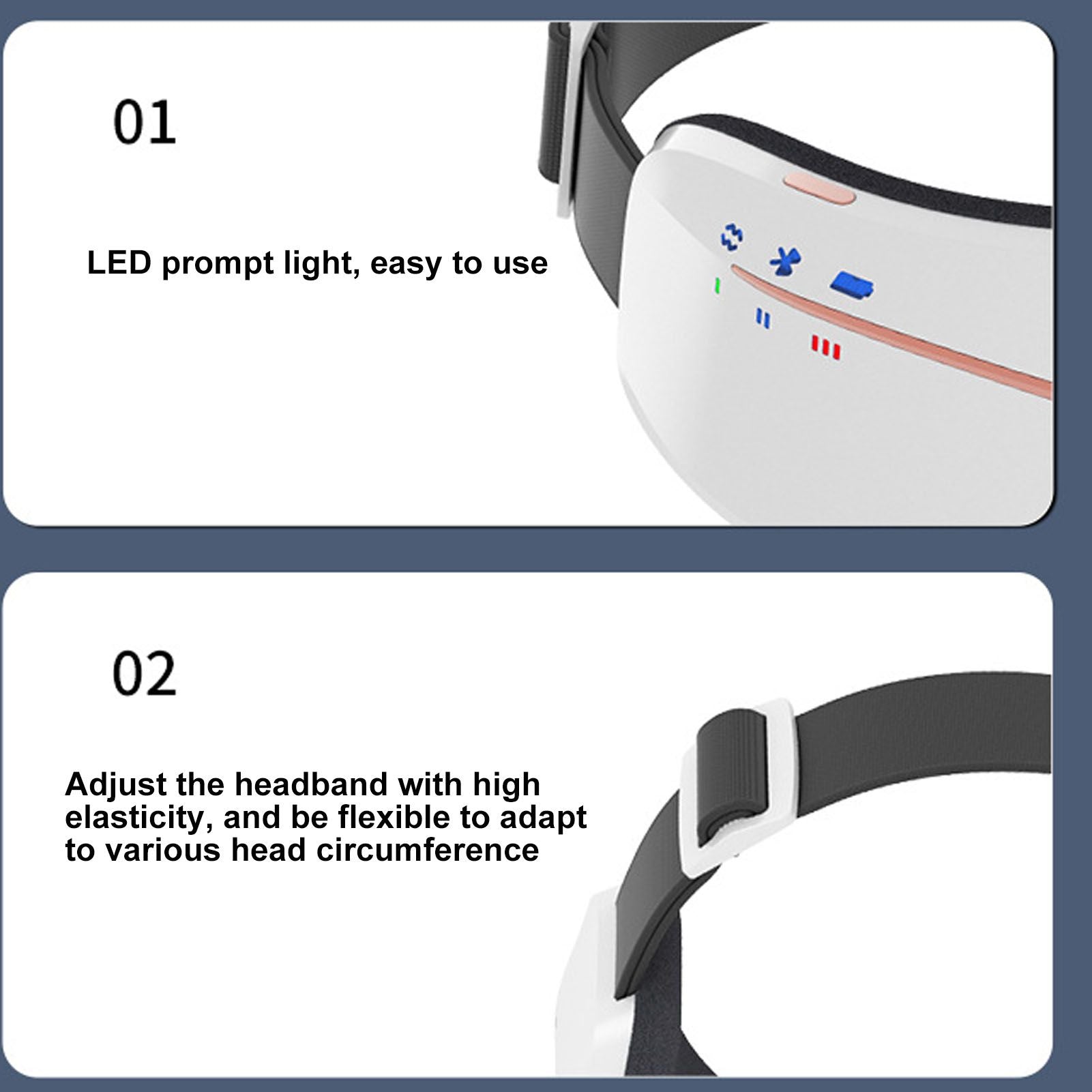 Eye Massager Smart Bluetooth Heating Vibration USB Charging Eye Massage Machine for Home Dorm White